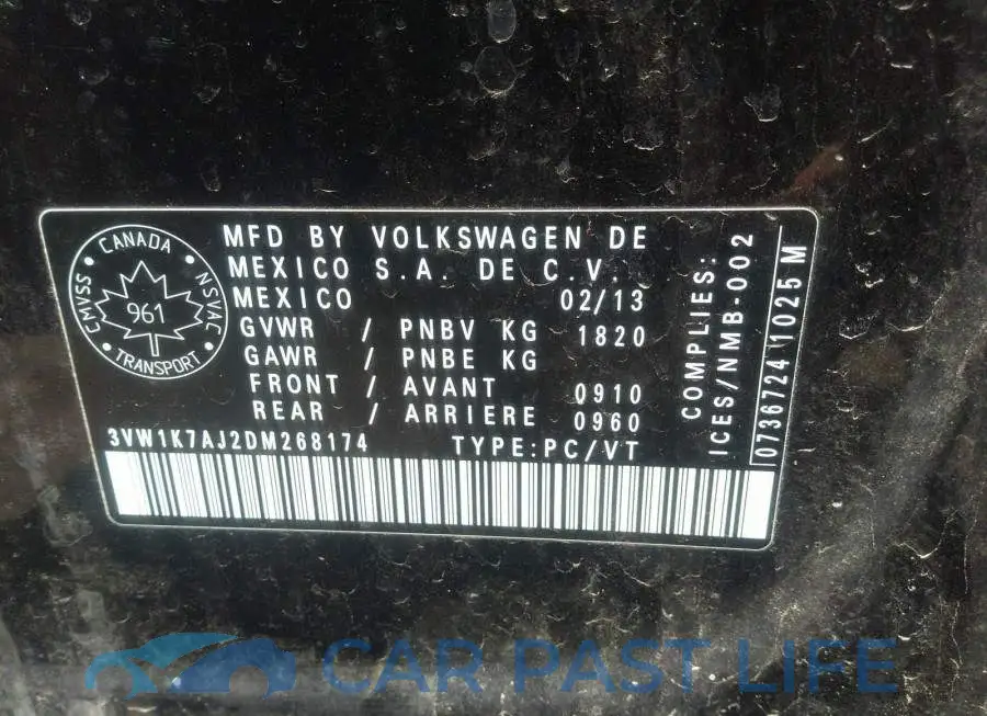 3VW1K7AJ2DM268174# 9