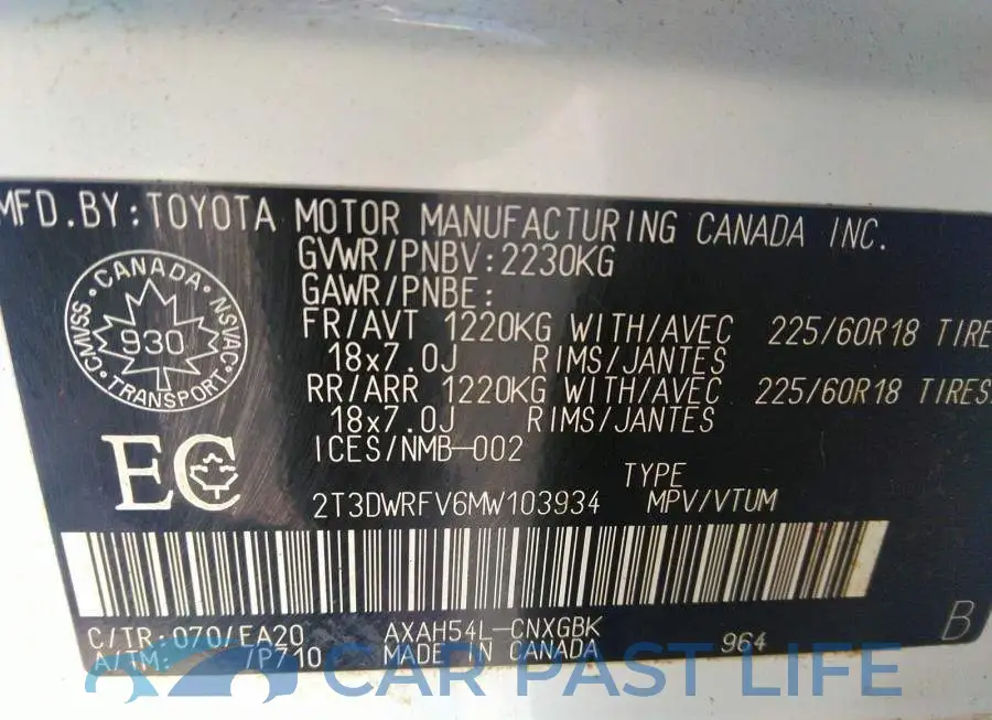 2T3DWRFV6MW103934# 9