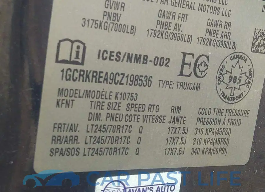 1GCRKREA9CZ198536# 9
