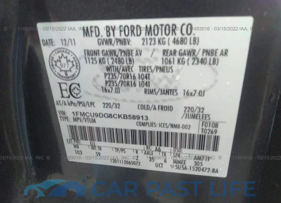 1FMCU9DG8CKB58913# 9