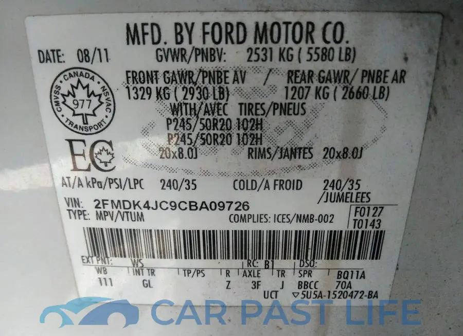 2FMDK4JC9CBA09726# 9