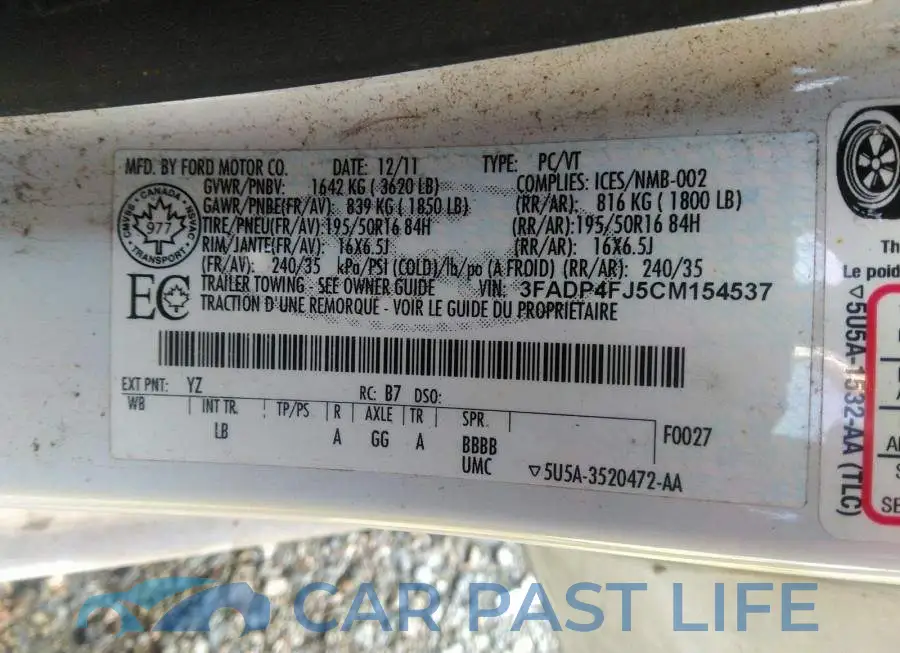 3FADP4FJ5CM154537# 9