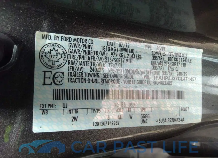 1FAHP3J27CL471457# 9