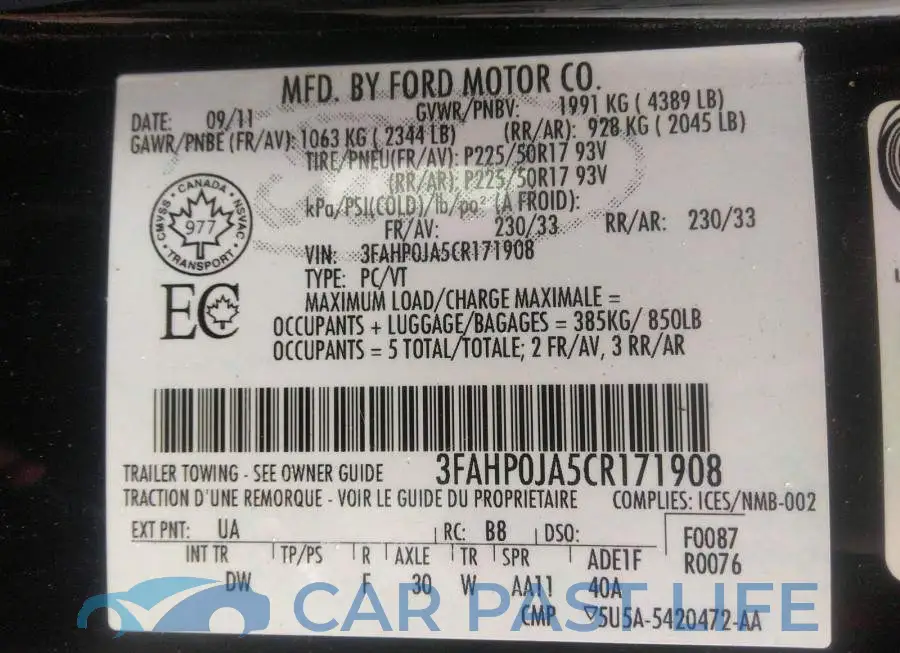 3FAHP0JA5CR171908# 9