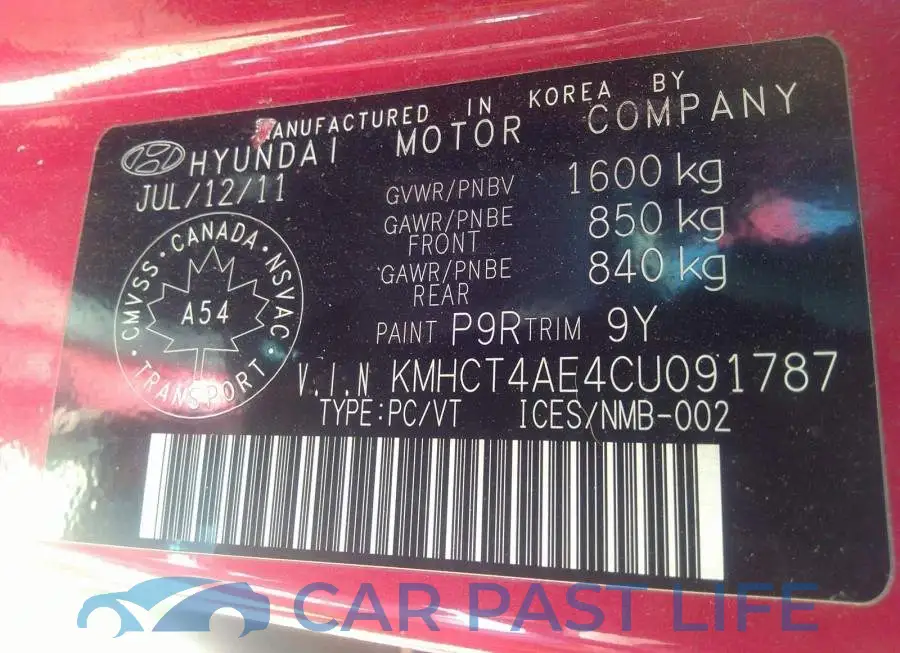 KMHCT4AE4CU091787# 9