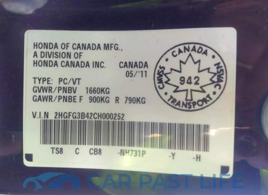 2HGFG3B42CH000252# 9