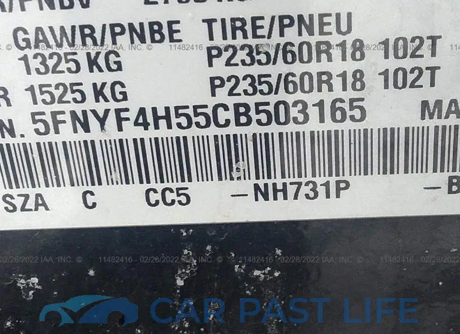 5FNYF4H55CB503165# 9