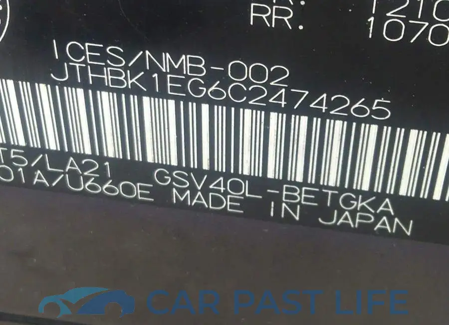 JTHBK1EG6C2474265# 9