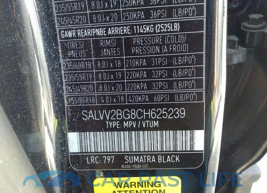 SALVV2BG8CH625239# 9