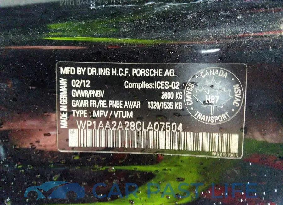 WP1AA2A28CLA07504# 9
