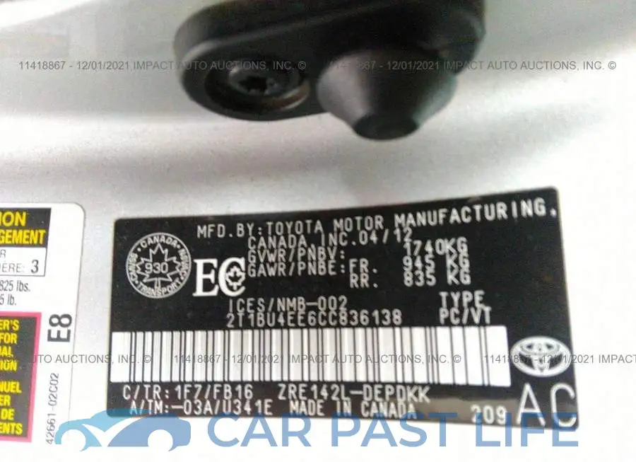 2T1BU4EE6CC836138# 9