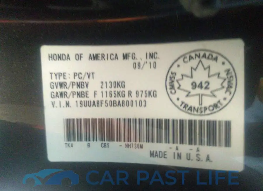 19UUA8F50BA800103# 9