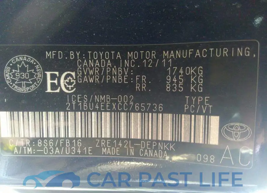 2T1BU4EEXCC765736# 9