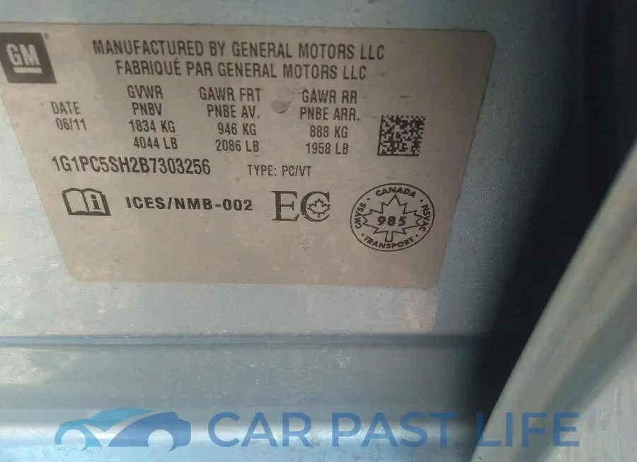 1G1PC5SH2B7303256# 9