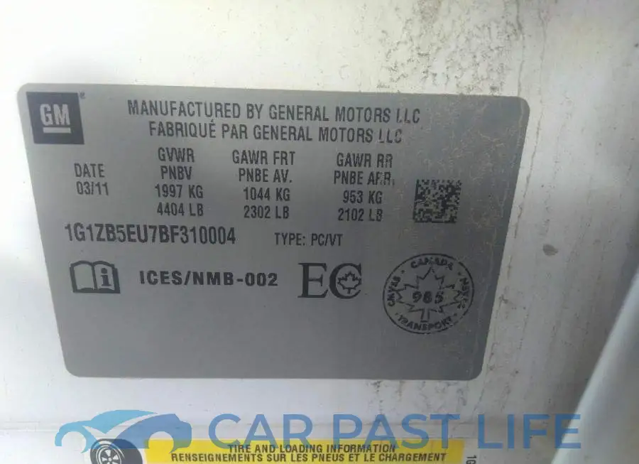 1G1ZB5EU7BF310004# 9