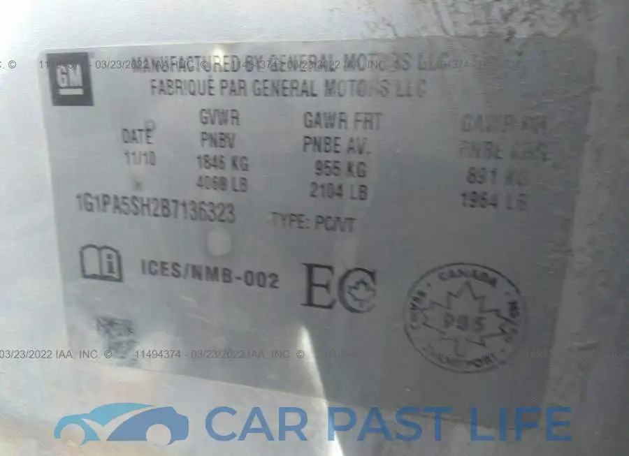 1G1PA5SH2B7136323# 9