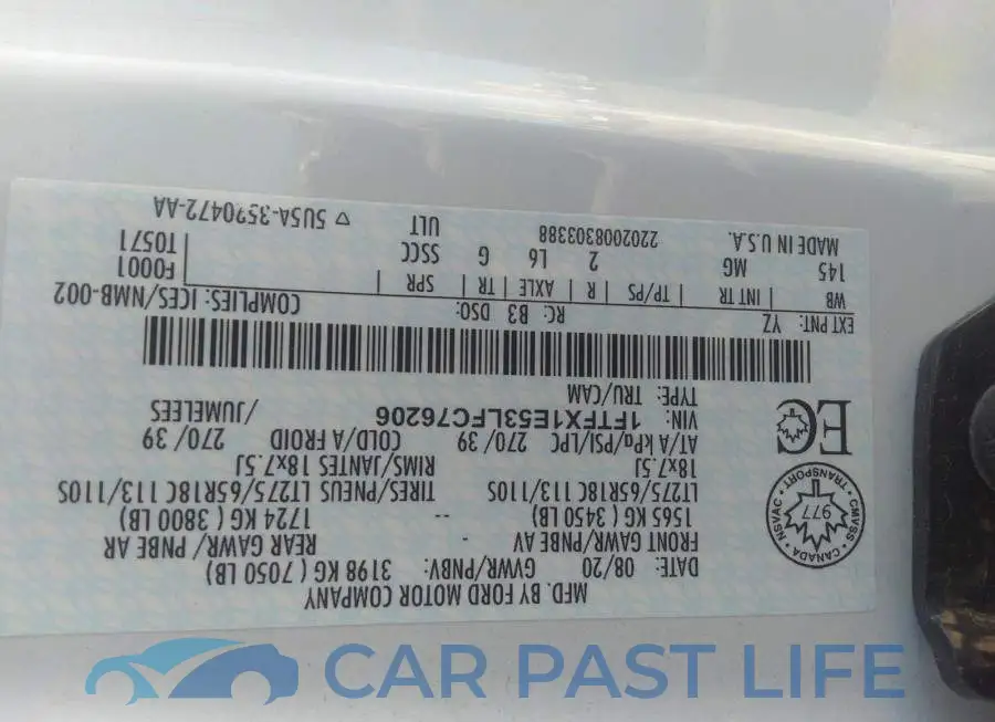 1FTFX1E53LFC76206# 9
