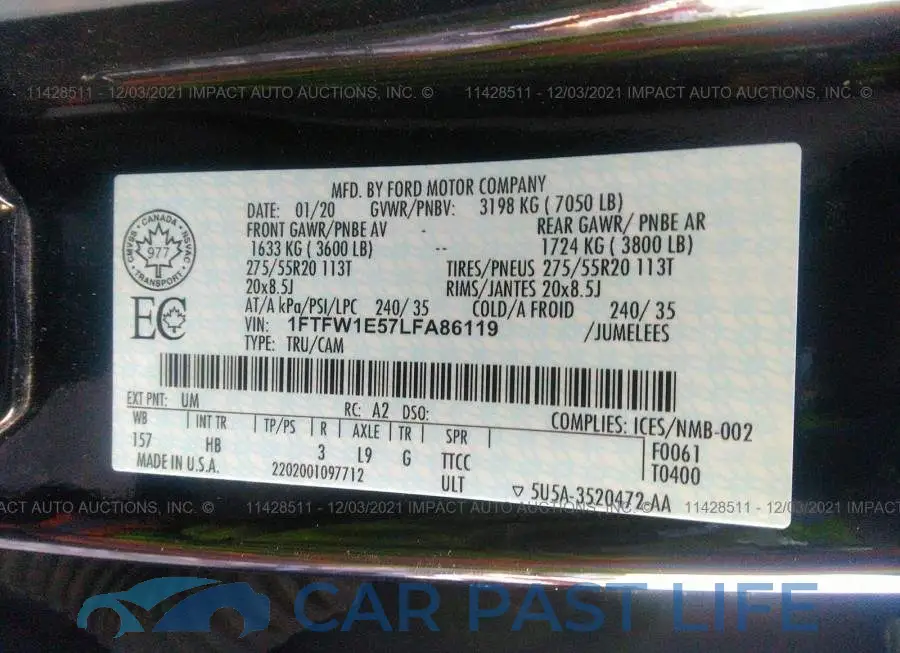 1FTFW1E57LFA86119# 9