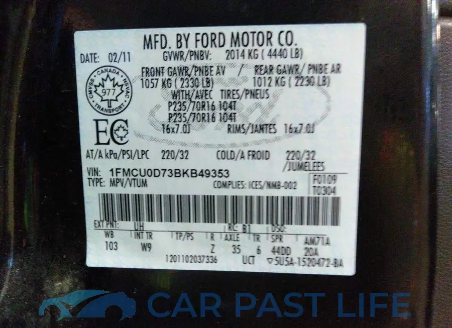 1FMCU0D73BKB49353# 9
