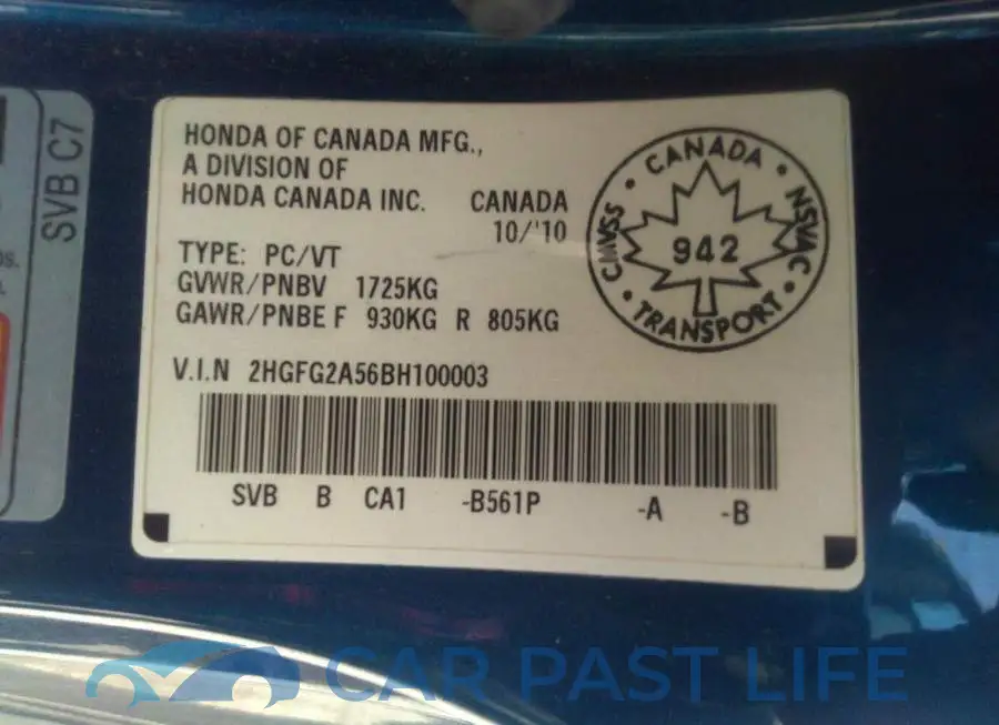 2HGFG2A56BH100003# 9