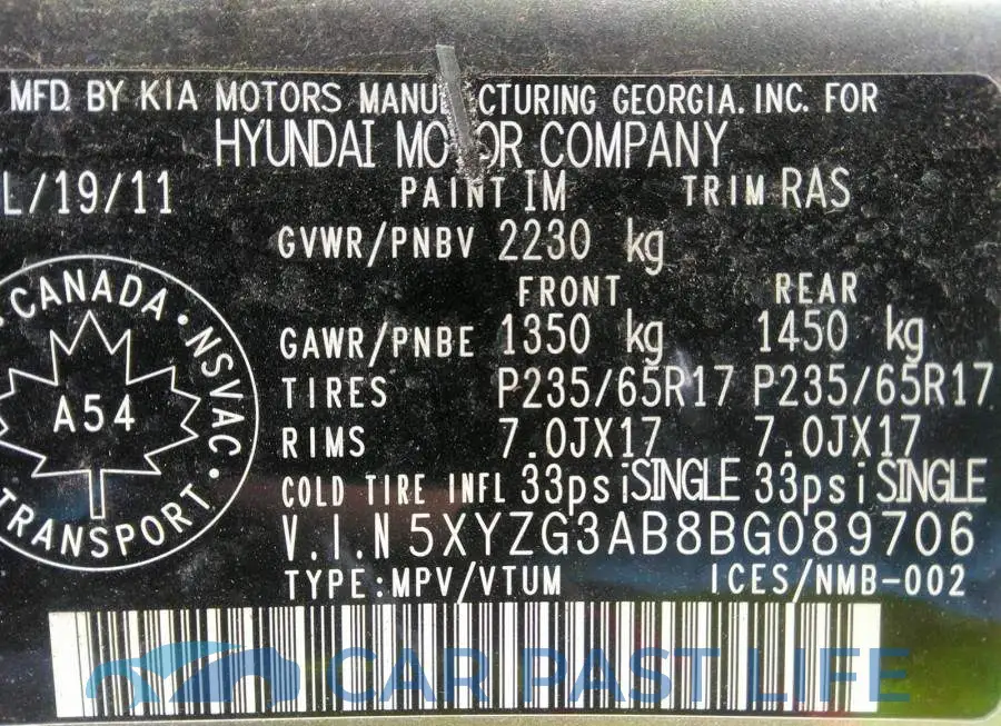5XYZG3AB8BG089706# 9