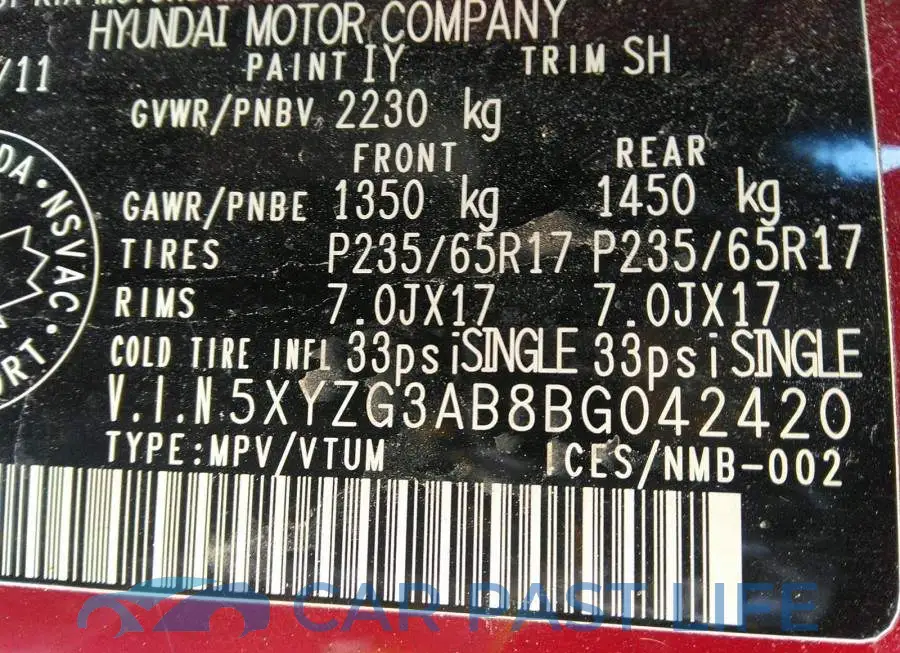 5XYZG3AB8BG042420# 9
