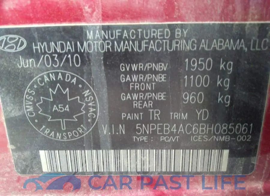 5NPEB4AC6BH085061# 9