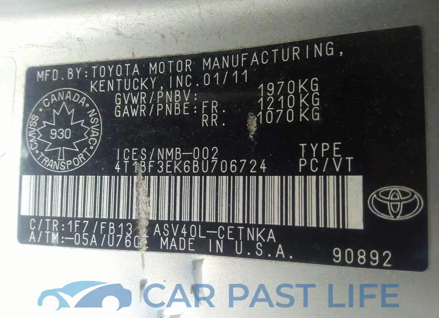 4T1BF3EK6BU706724# 9