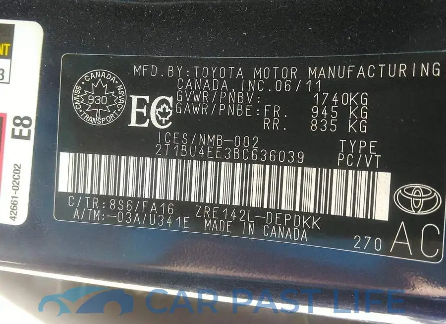 2T1BU4EE3BC636039# 9