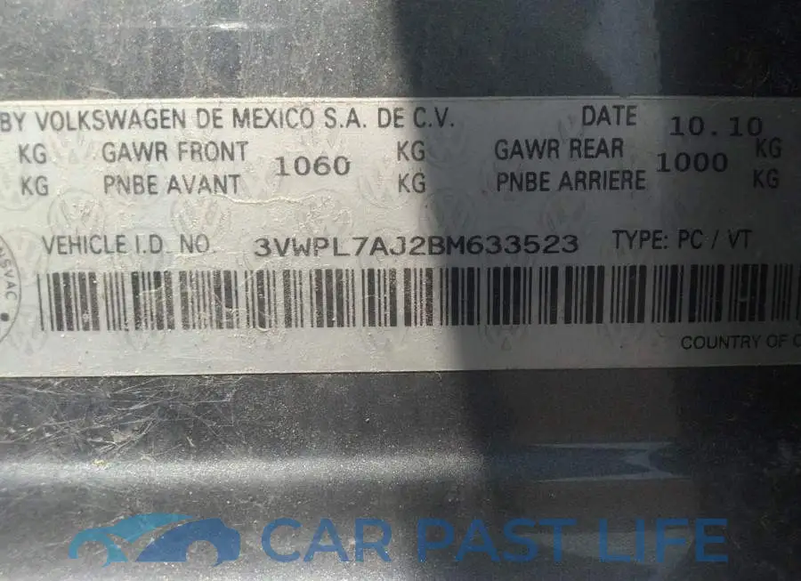 3VWPL7AJ2BM633523# 9