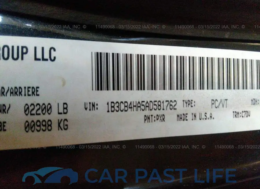 1B3CB4HA5AD581762# 9