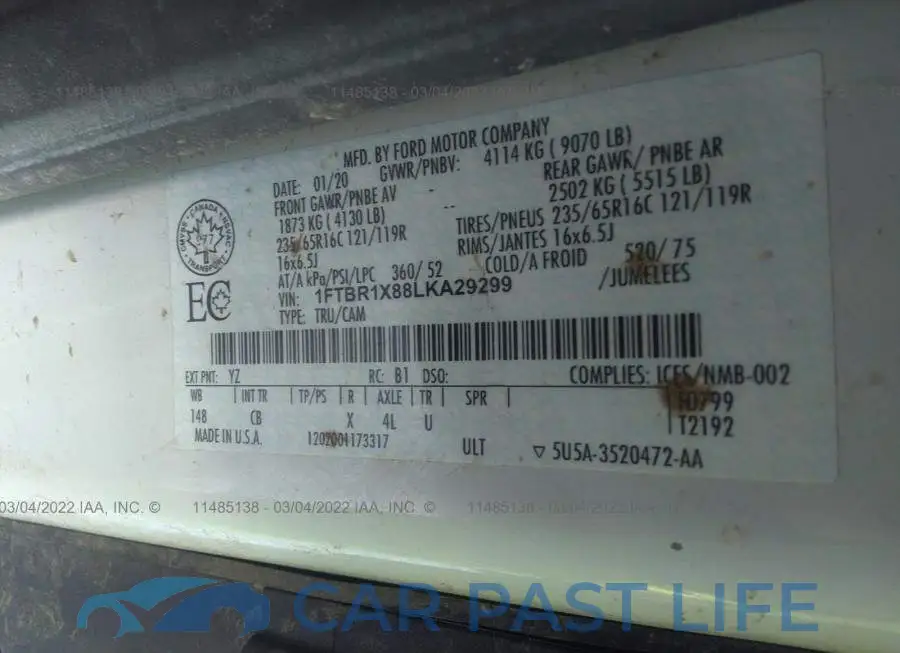 1FTBR1X88LKA29299# 9