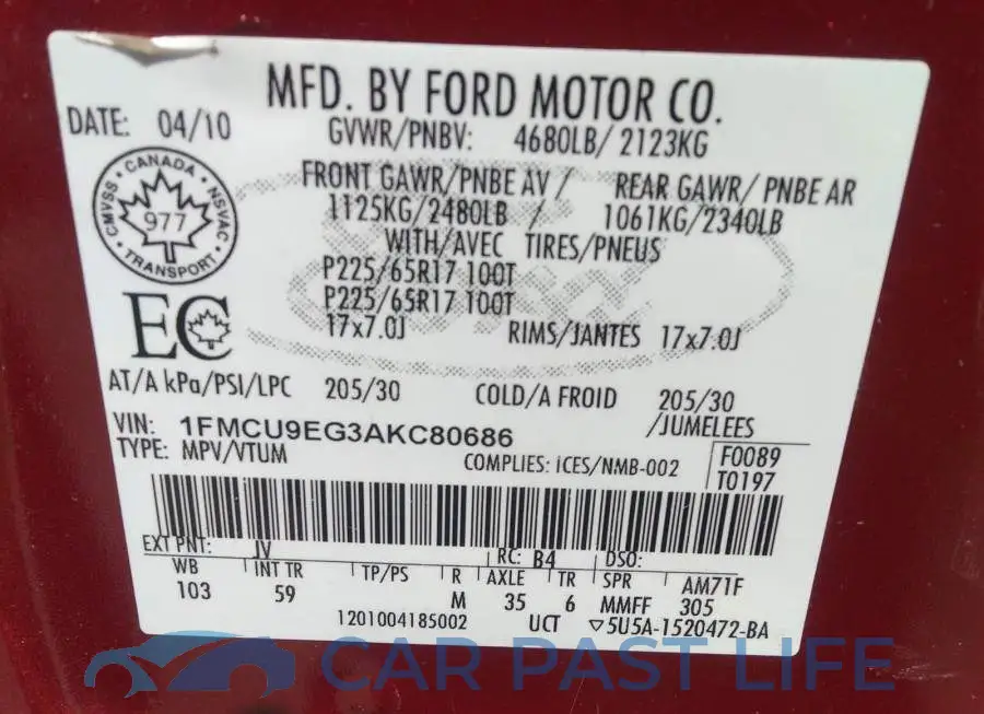 1FMCU9EG3AKC80686# 9
