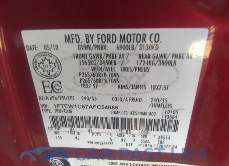 1FTEW1C87AFC54685# 9