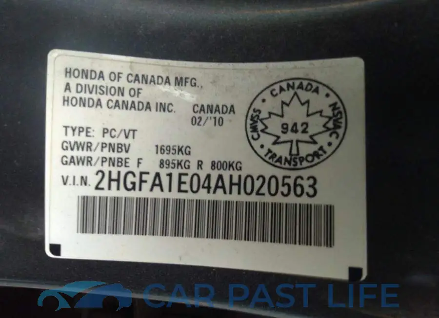 2HGFA1E04AH020563# 9