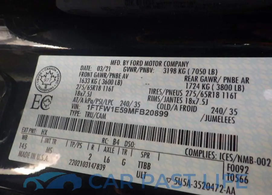 1FTFW1E59MFB20899# 7