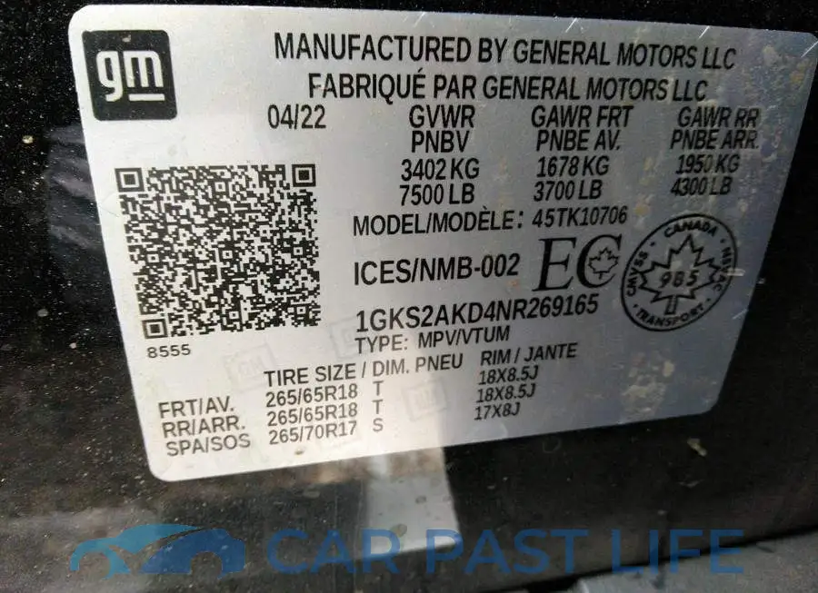 1GKS2AKD4NR269165# 9