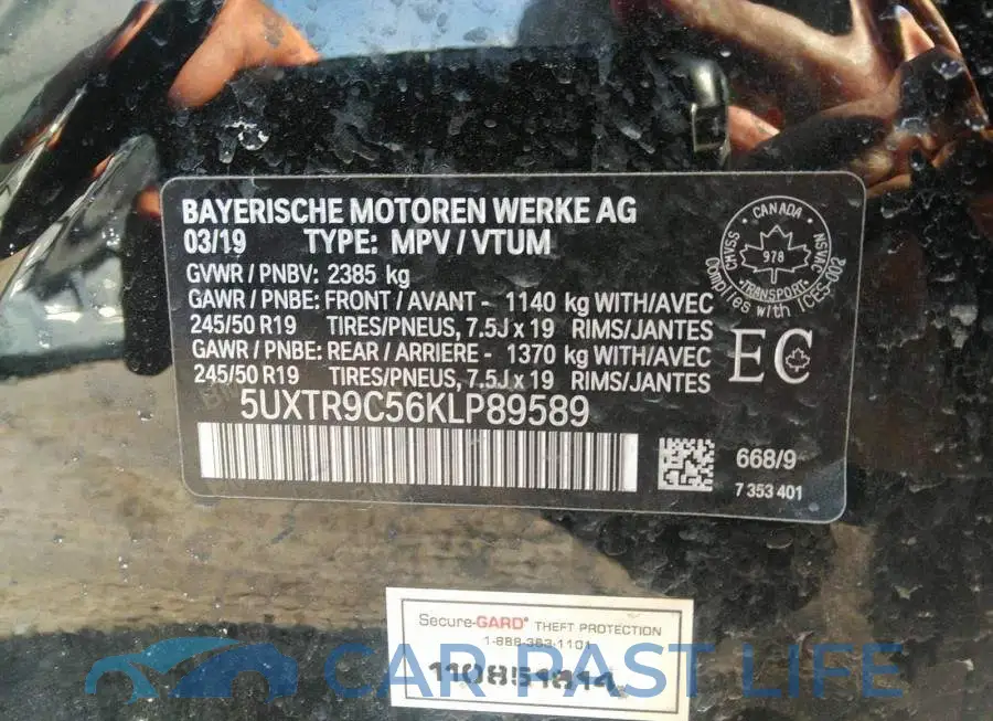 5UXTR9C56KLP89589# 9