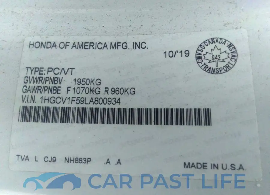 1HGCV1F59LA800934# 9
