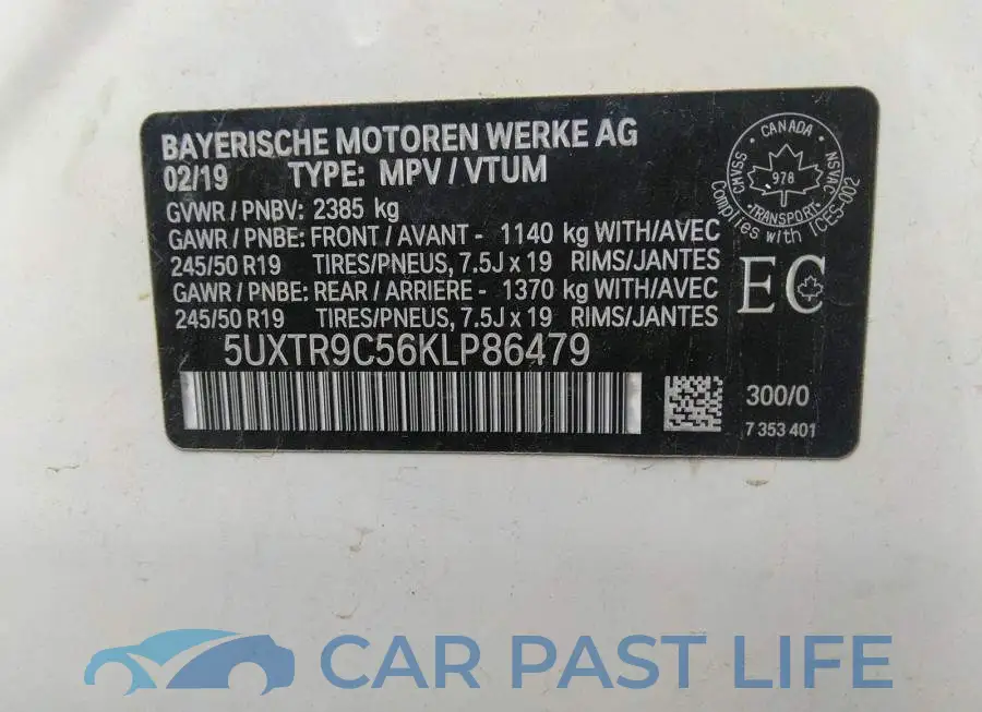 5UXTR9C56KLP86479# 9
