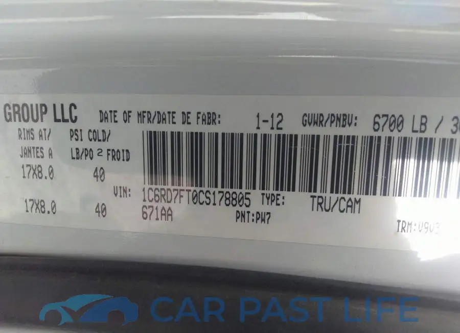 1C6RD7FT0CS178805# 9