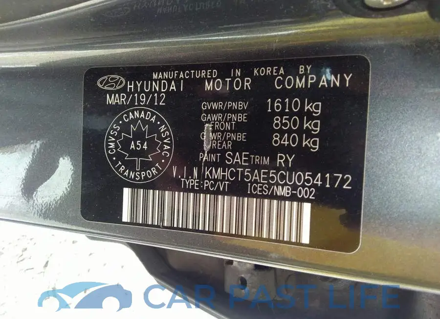 KMHCT5AE5CU054172# 9