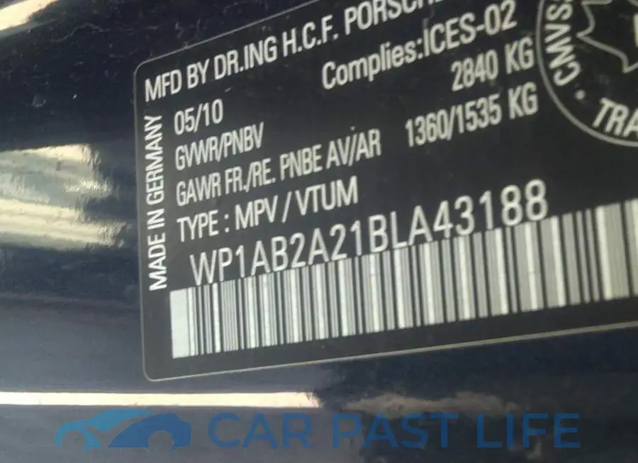 WP1AB2A21BLA43188# 9