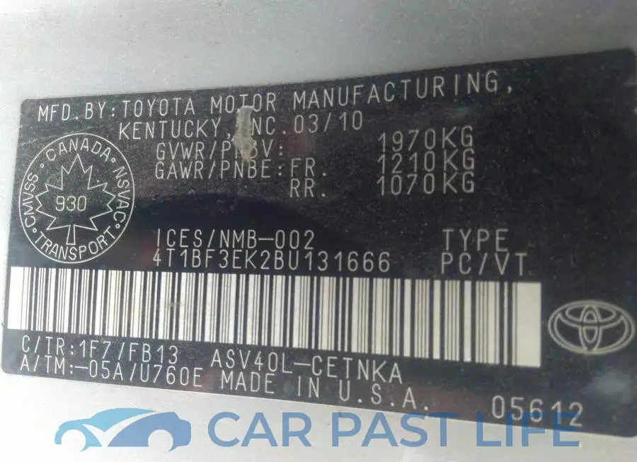 4T1BF3EK2BU131666# 9