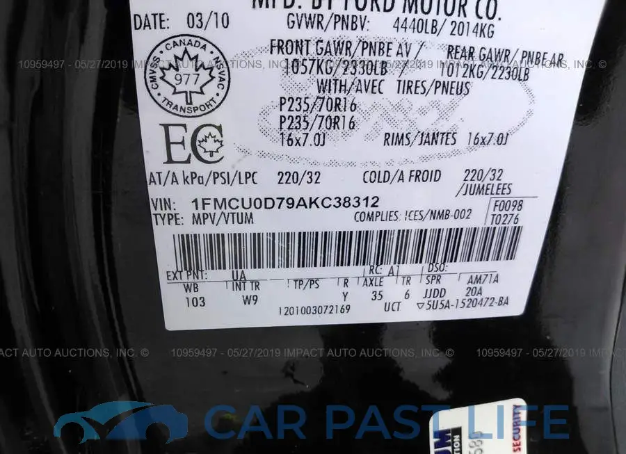 1FMCU0D79AKC38312# 9