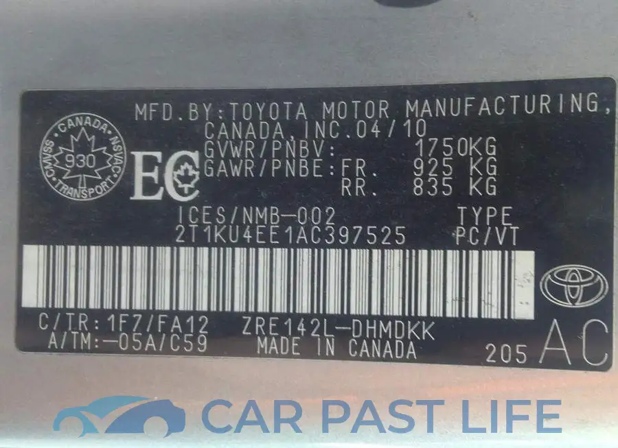 2T1KU4EE1AC397525# 9