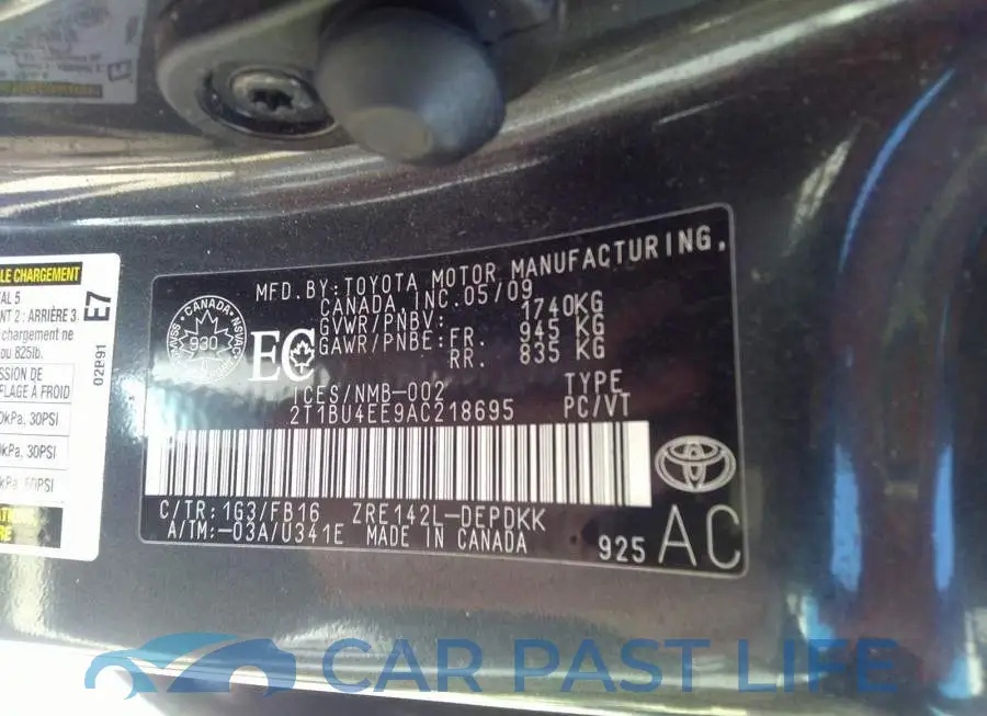 2T1BU4EE9AC218695# 9