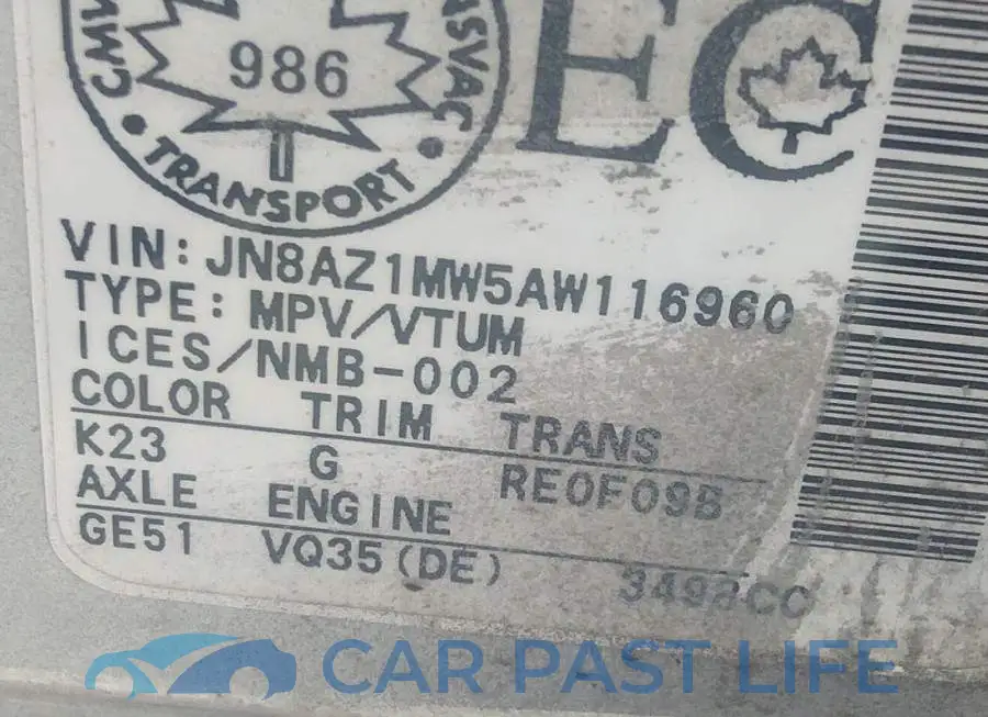 JN8AZ1MW5AW116960# 9