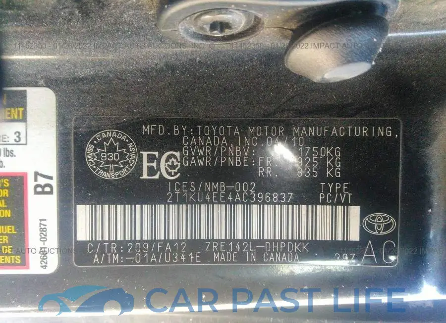2T1KU4EE4AC396837# 9