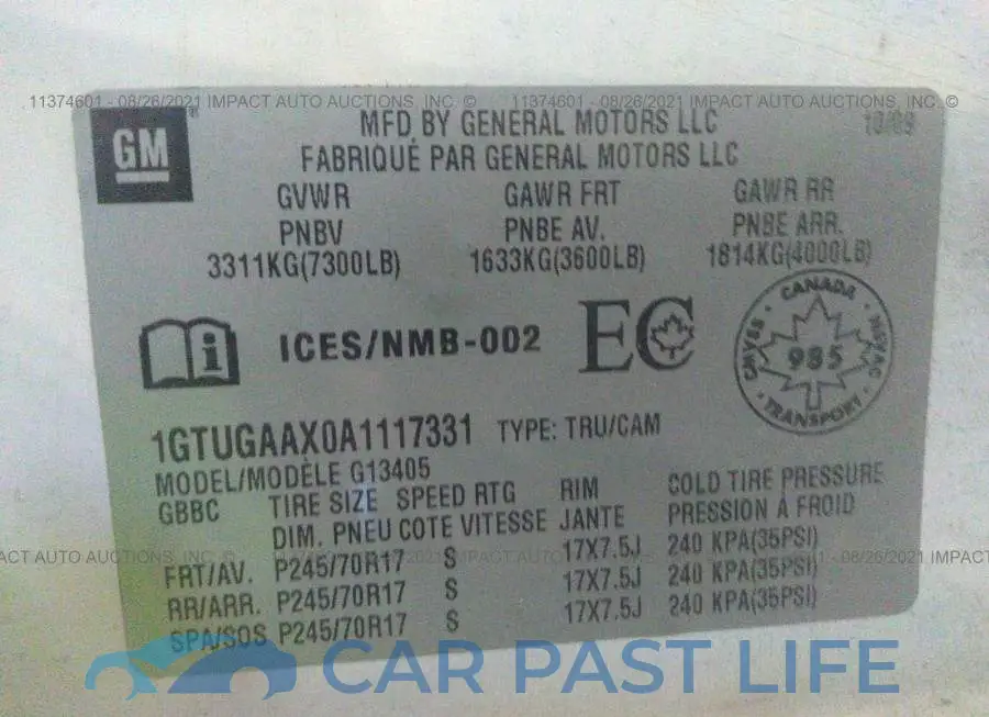 1GTUGAAX0A1117331# 9
